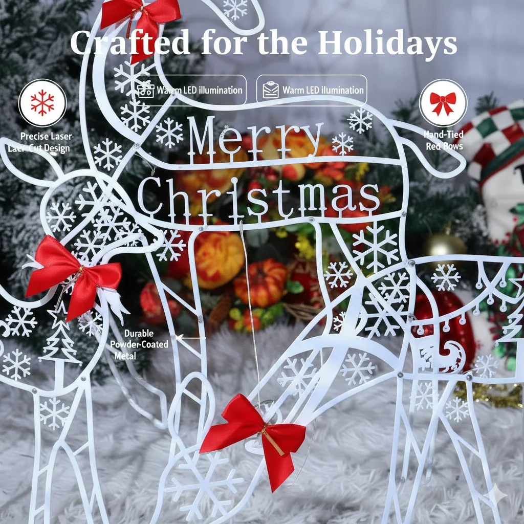 2025 جديد عيد الميلاد الديكور في الهواء الطلق مضيئة الغزلان البستنة الحديقة الديكور الحلي في الهواء الطلق زينة عيد الميلاد