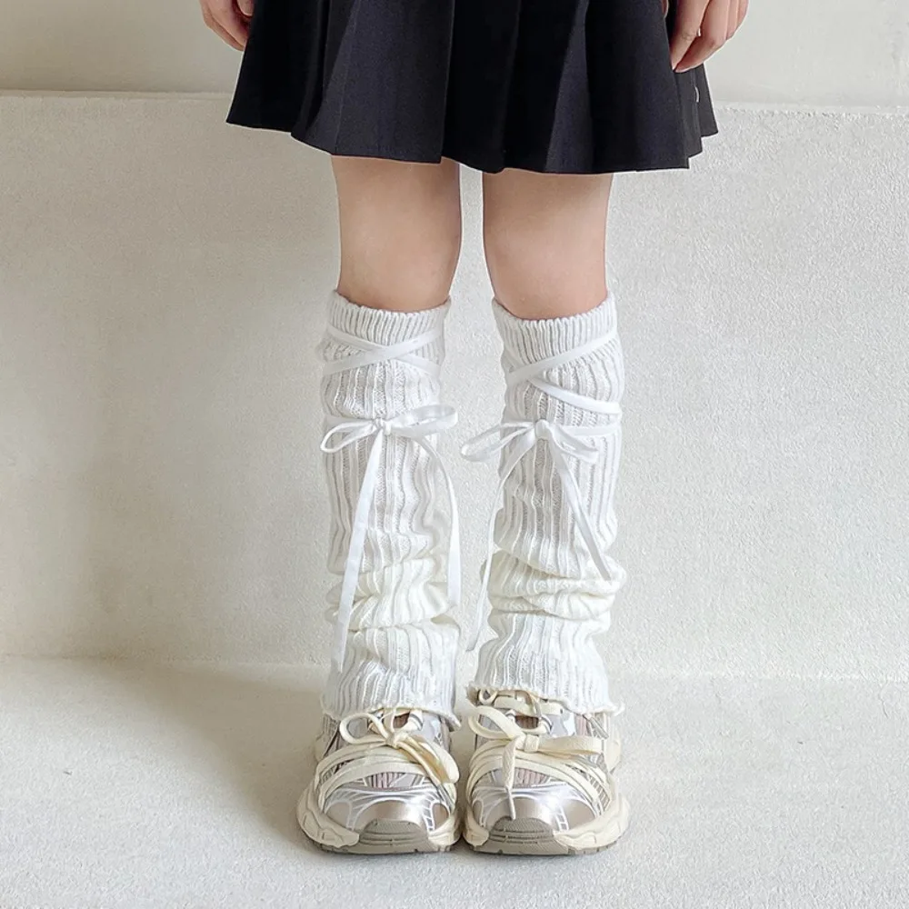 

Sweet Korean Style Children's Leg Warmers JK Balletcore Knitted Leg Cover Long Stockings Lolitas Strap Leg Socks Children's