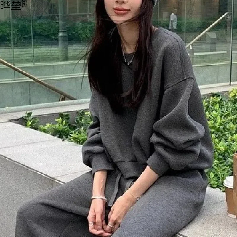 2024 Autumn and Winter New Loose and Thick Hoodie and Sweatpants Fashionable Two-piece Set