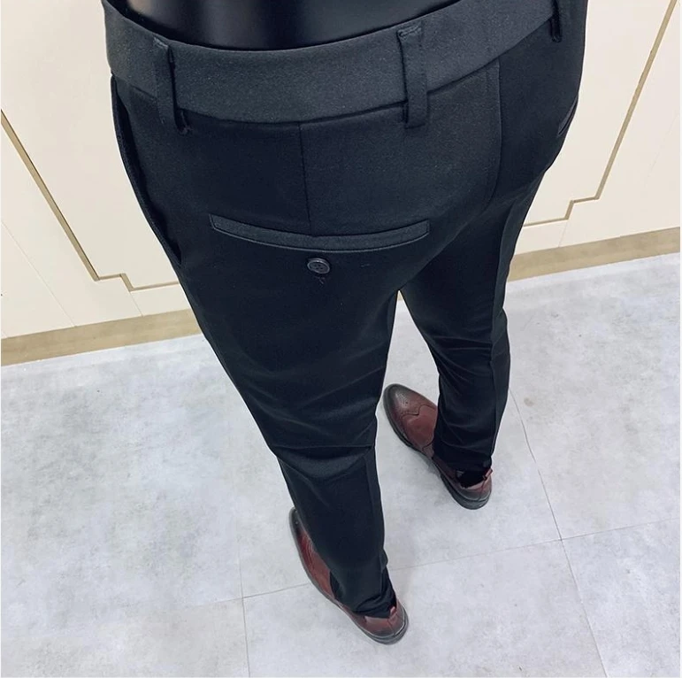 New Men's Casual Suit Pants Slim Fit Business Men Korean Trendy Draped Autumn Trousers