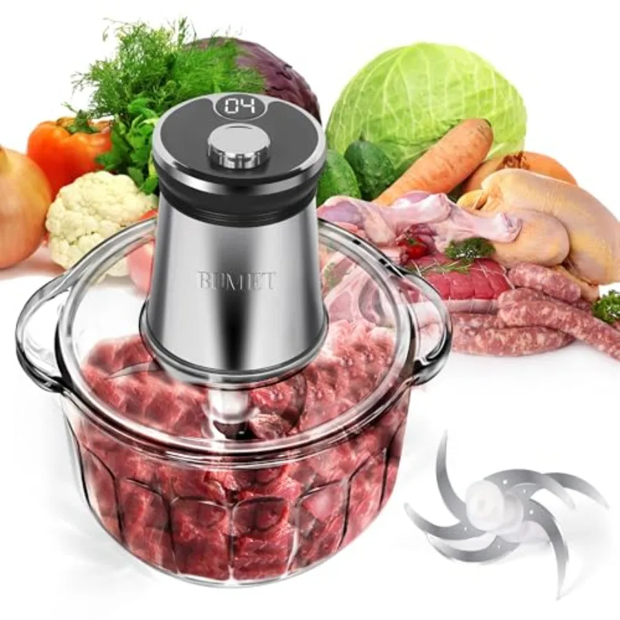 

16 cup glass bowl 850W Electric Food ProcessorLED timer. 3-Tiered 6 Cutting Edges blade for mincing chopping Ideal as meat grin