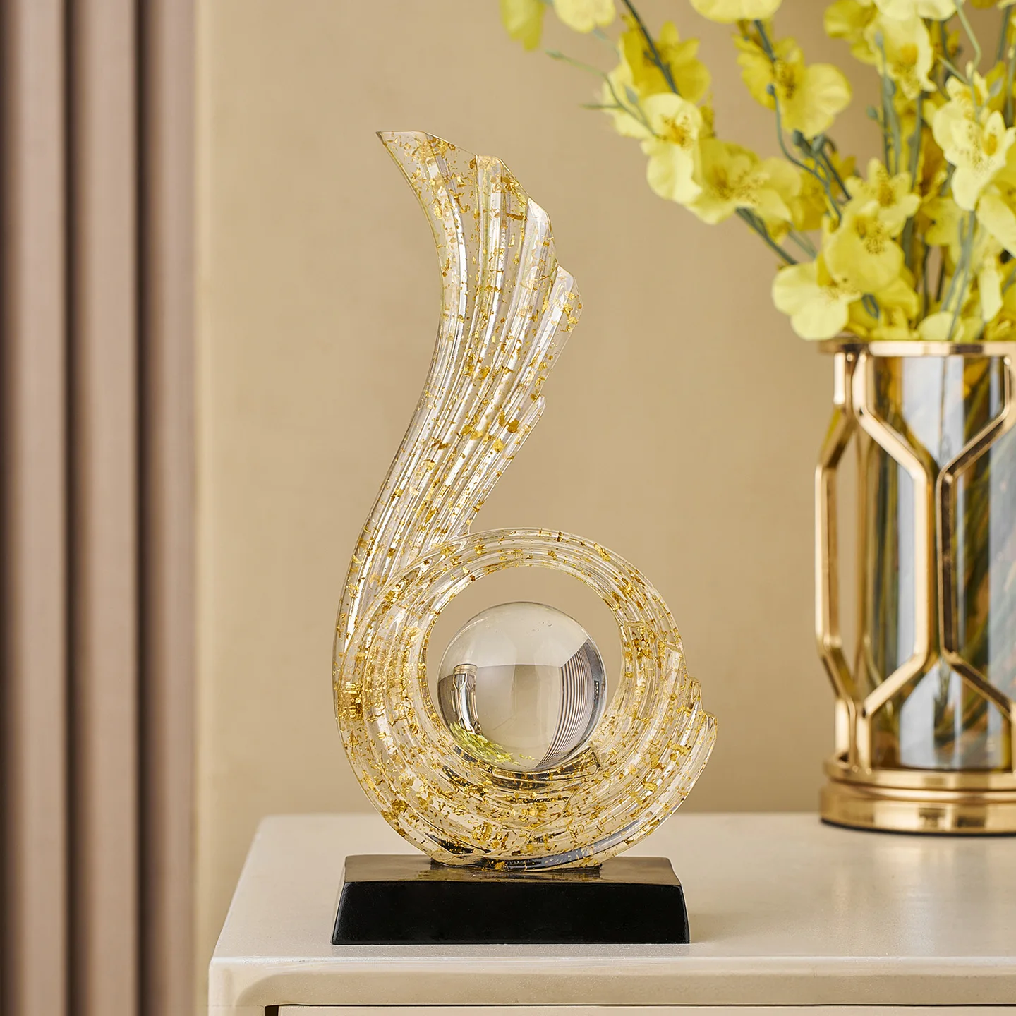 PYJ light luxury high-end feng sheng shui moral ornament living room study office resin decoration ornament