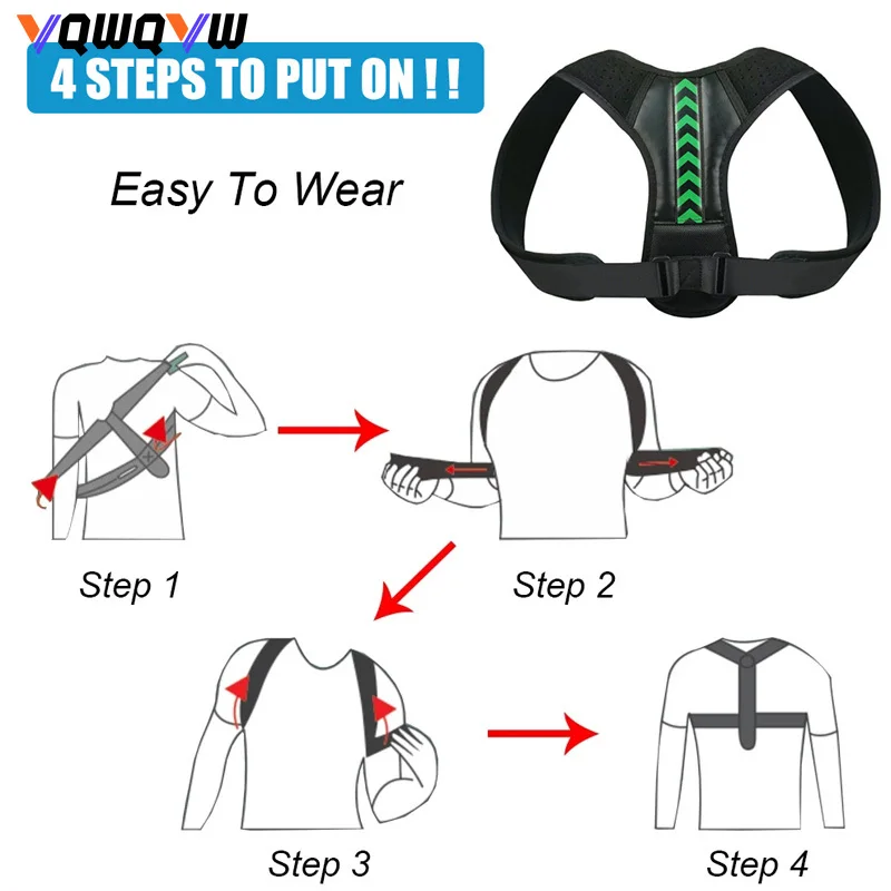 1Pcs Adjustable Back Support Corrector Belt Spine Men and Women Home Office Outdoor Upper Back Waist Shoulder Correction