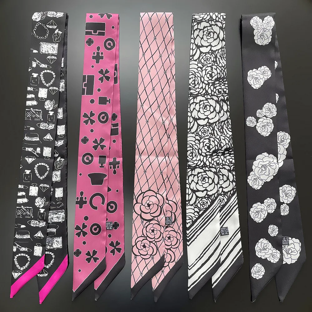 

New Premium Quality Twill Silk Retro Floral Women's Decorative Sash Wrapped Bag Scarf Small Shawl Versatile Fashion Acc...