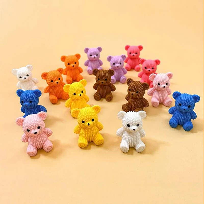 1PC miniature di orso di simulazione stereo in tinta unita orso seduto ornamento creativo decorazione del desktop gioielli fai da te animale carino