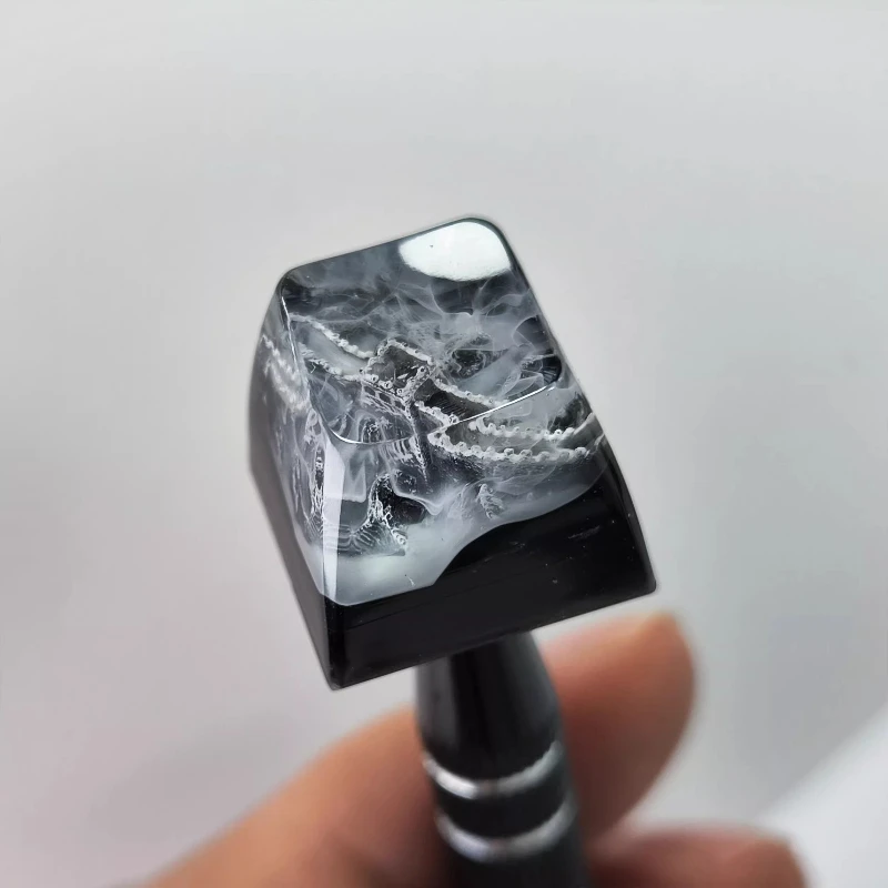 China The Great Wall Custom Keycap Ink Wash Wind Epoxy Resin Keycaps for Mechanical Keyboard Caps DIY Translucent Artisan Keycap