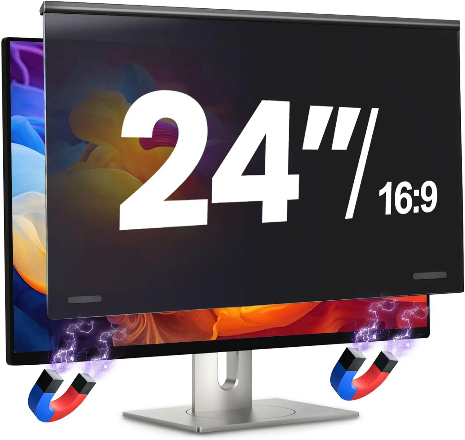 

24 Inch Magnetic Privacy Screen Filter for 16:9 Monitor, Anti-Glare Blue Light Blocking, Removable
