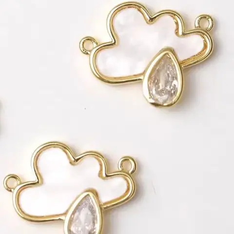 

2 шт., 13,5x11 мм, медь и золото, микроинкрустированный цирконом, акриловая нашивка, облако, капля воды, двойное кольцо, кулон, аксессуар «сделай сам»