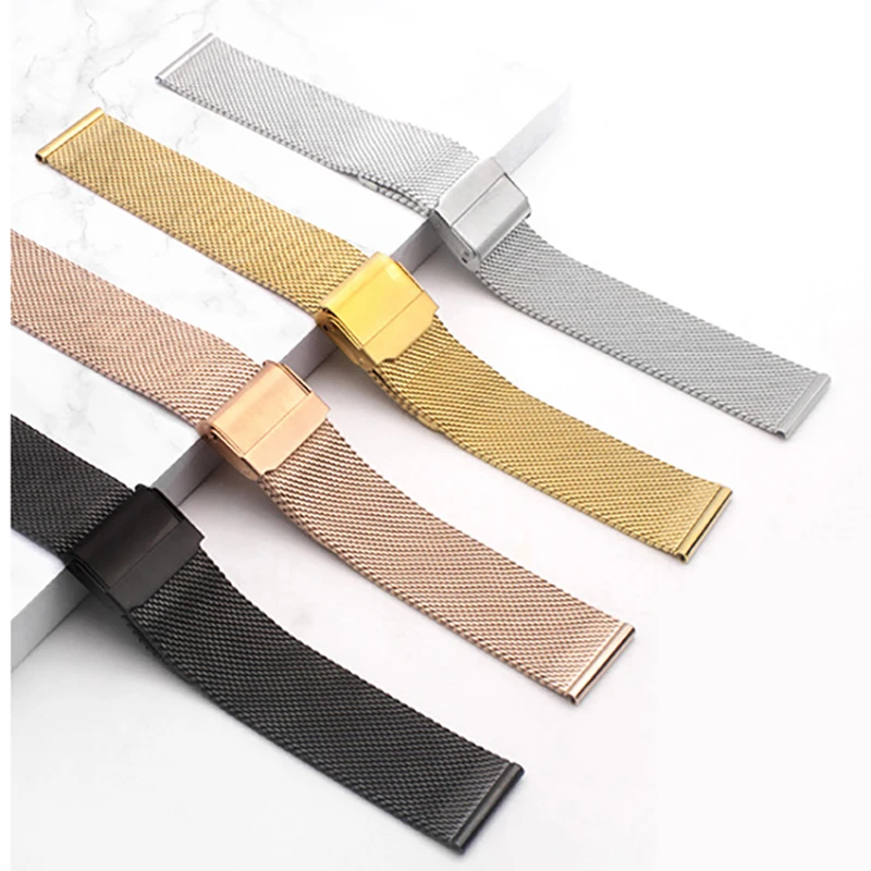 Milanese Watch Band Stainless Steel Wristband Replacement Strap Width 12mm 13mm 14mm 16mm 17mm 18mm 19mm 20mm 22mm With Tool Pin