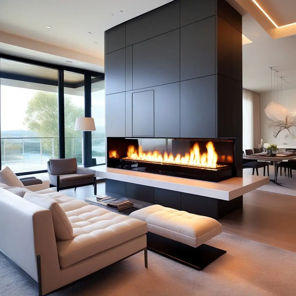 Modern Built-In Water Vapor China Electric Fireplace with Realistic Flame Effect and Remote Control
