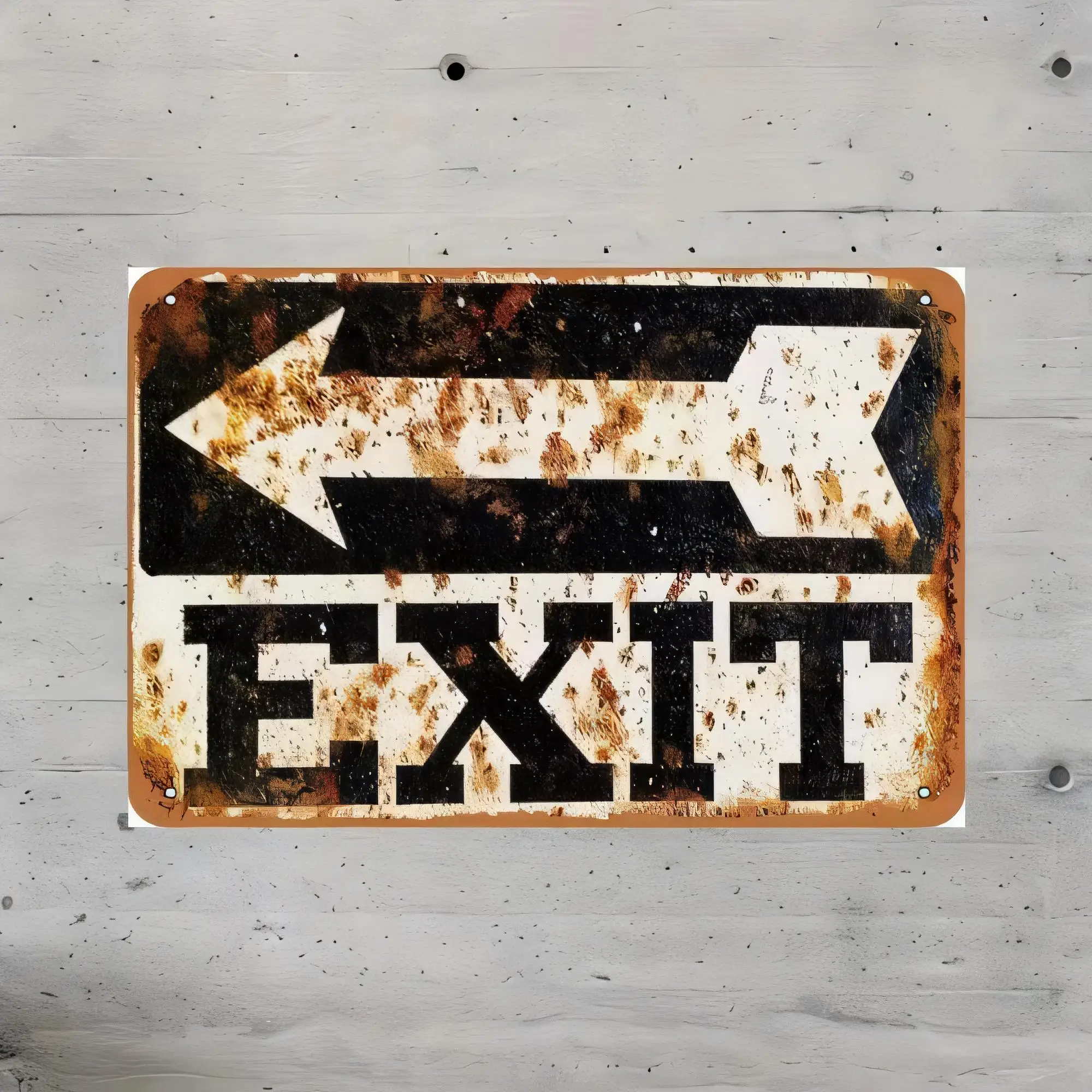 Emergency Exit Sign - Tin Sign EXIT Vintage roestige metalen