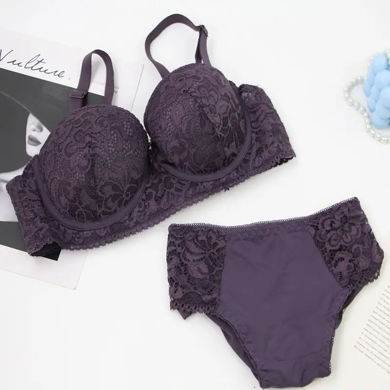 2025 nuevo sujetador con aros de punto Floral para mujer correas ajustables encaje Copa BC ropa interior Push Up minimizador lencería acolchada