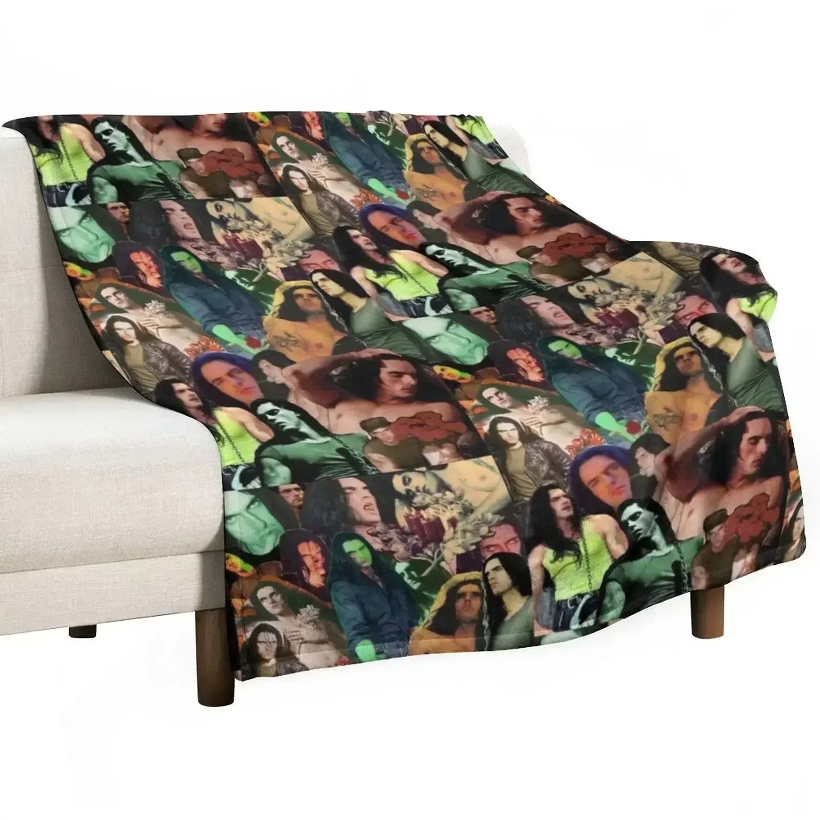 Type O Negative: Peter Steele Dark Goth Collage Edit II Throw Blanket Large Heavy Moving Comforter Blankets