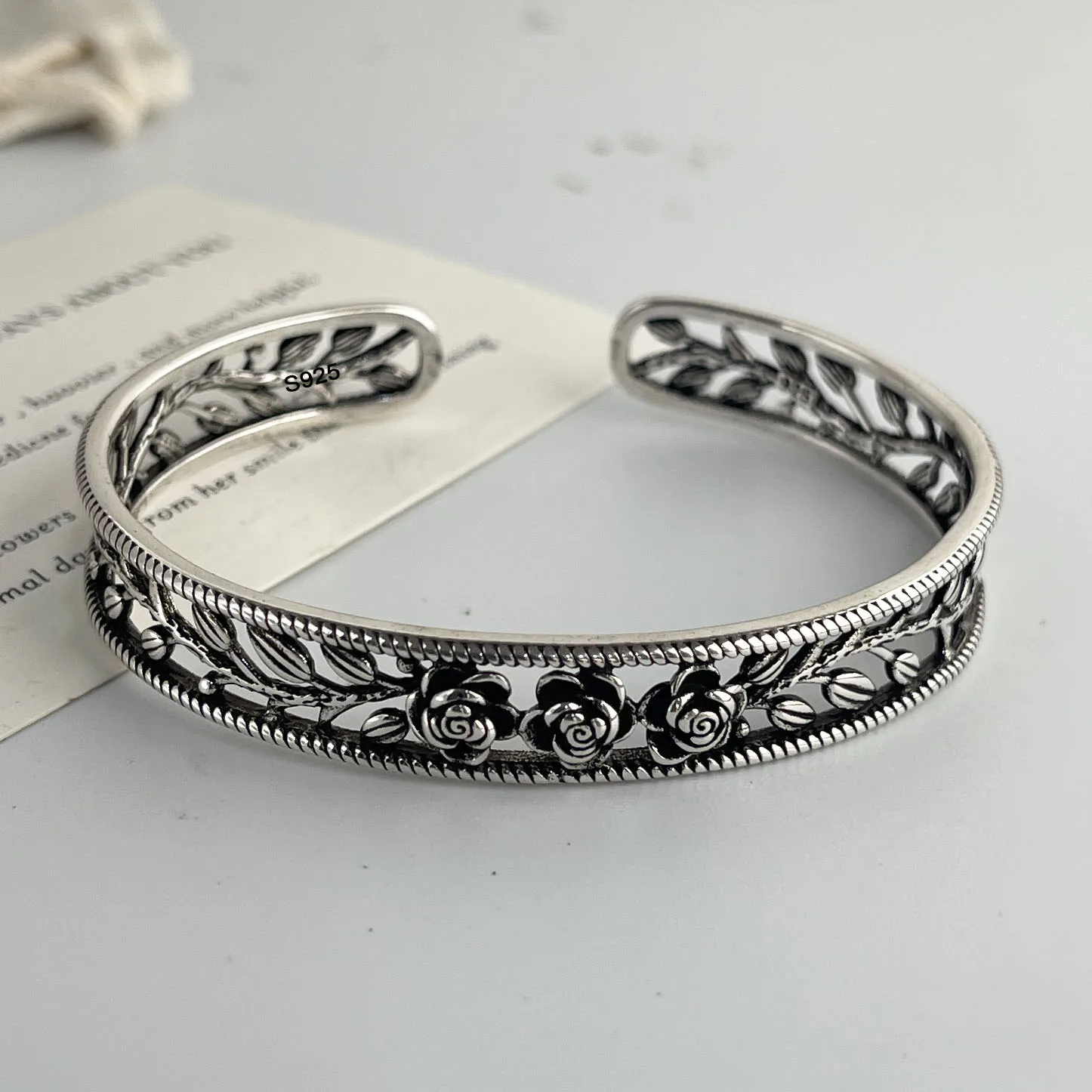 925 Sterling Silver Bracelets for Women Men String Accessories Trend Vintage Retro Rose Chain Pendant Party Jewelry Gift