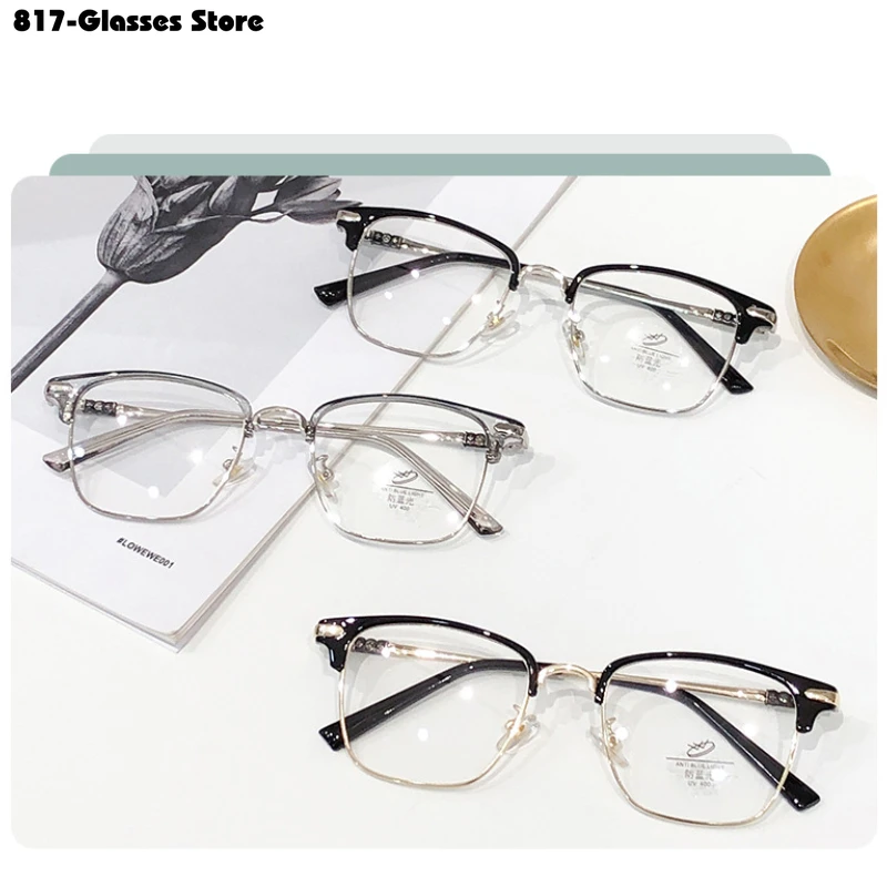 New Metal Half Frame Reading Glasses Men Women Fashion Transparent Presbyopic Glasses for Middle-aged and Elderly +1.0 To +4.0