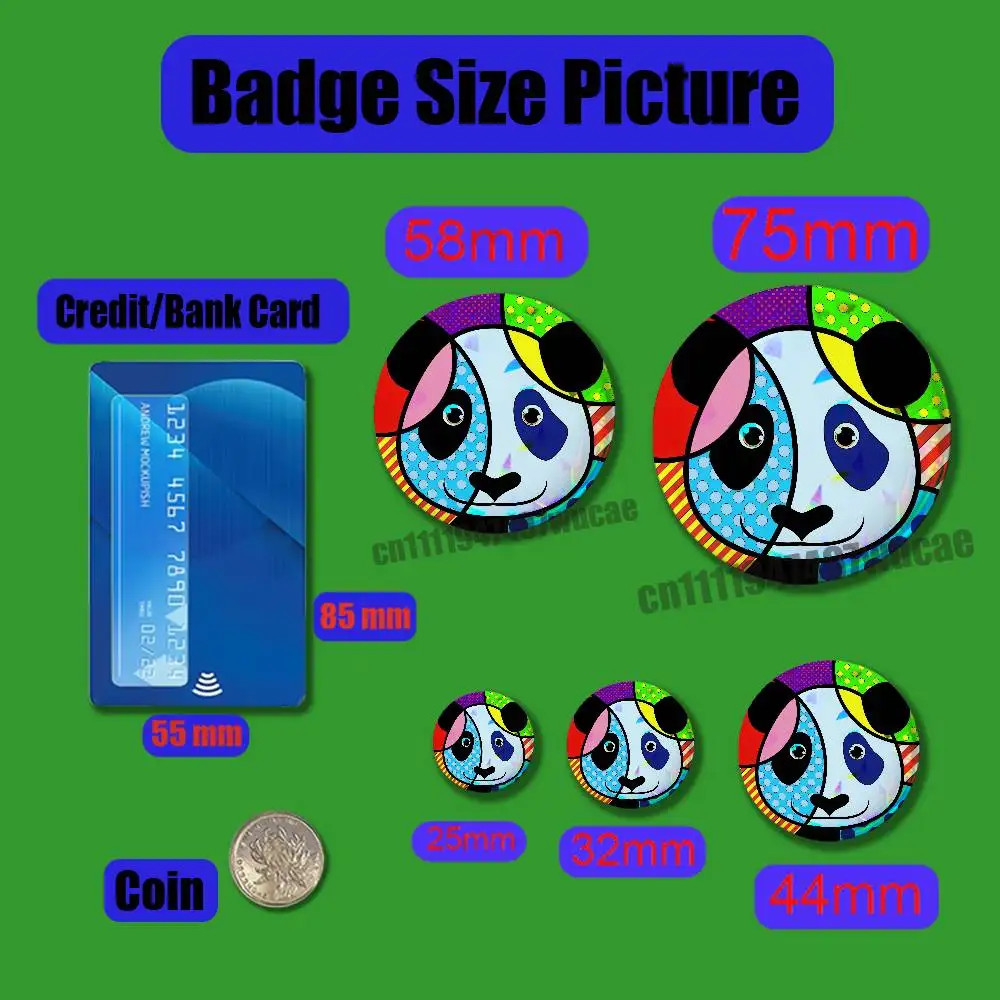 For JESUS Flowers Cat Romero B-Britto Happy Badge Cover Custom Pin Insignia Emblem Round 32mm 58mm Hats Laser Film