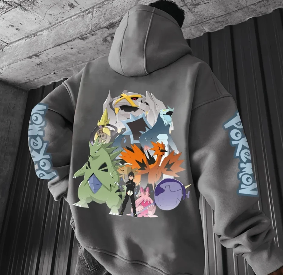 

Pokemon Men's Hoodie Streetwear Casual Daily Wear Anime Fan 2025 Summer Cotton Extra Large
