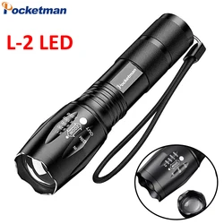 Super Bright L-2 LED Flashlight Portable Outdoor Water Resistant Torch Aluminium Alloy 5 Modes Flashlights for Camping Fishing