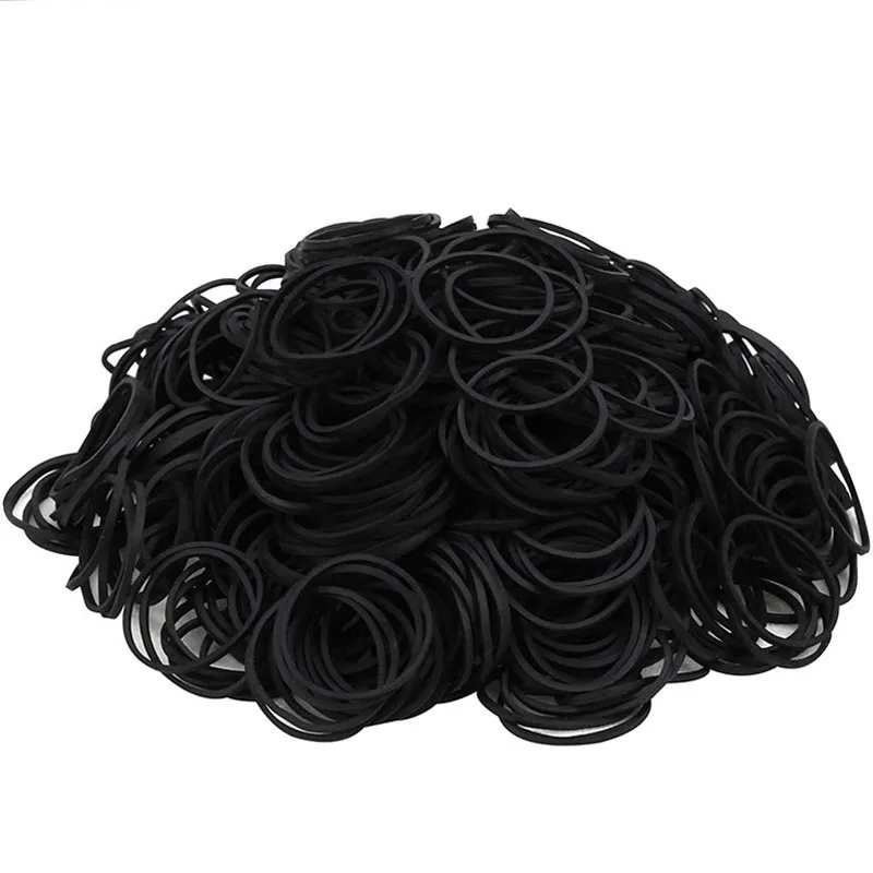 Mini Rubber Bands Black Elastic Hair Band Soft Hair Elastics Ties Bands For Office Supplies School Home Thk 1.5mm Dia 19 25 40mm