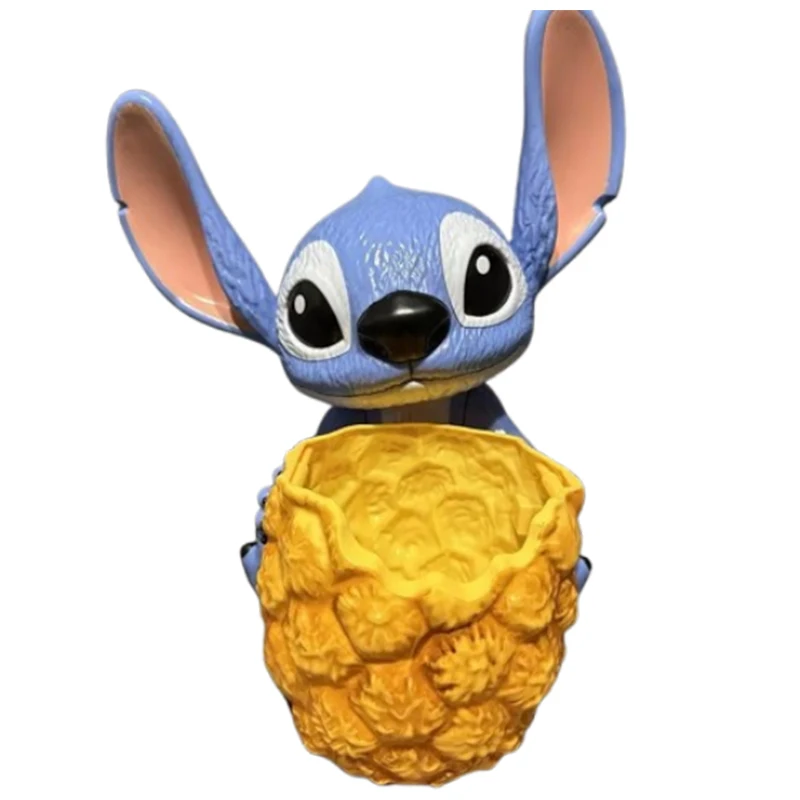Disney Stitch Popcorn Bucket Anime Movie Peripheral Figure Pen Holder Ornaments Cartoon Desktop Decoration Collection Model Gift