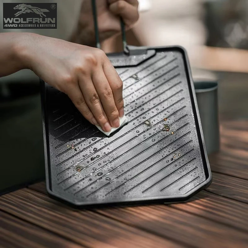 

Square BBQ Grill Pan Stainless Steel Non Stick Frying Pan Outdoor Camping Picnic Grill Pan Aluminum Alloy Grilled Meat Plate