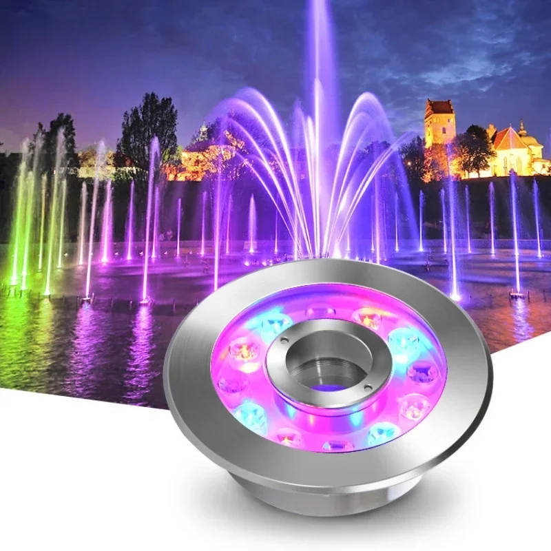 Commercial IP68 24V 9W 12W 18W Donut Type LED Lighted Waterfall Floating Pool Water Inside Control Nozzle Fountain Light