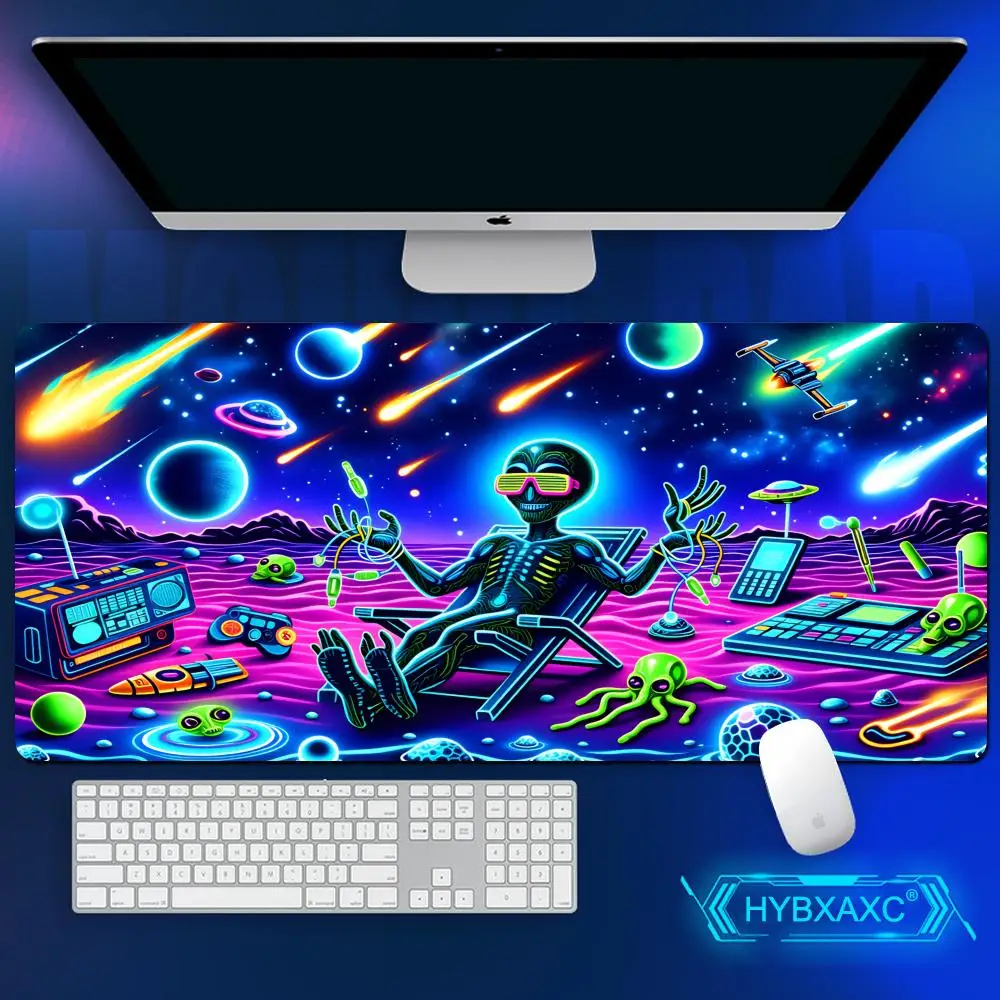 

HYBXAXC Big Mousepad Alien Vacation Style Gaming Mouse Pad Rgb Cheap Pc Gamer Cabinet Desk Mat Back Light Deskmat Mousepad