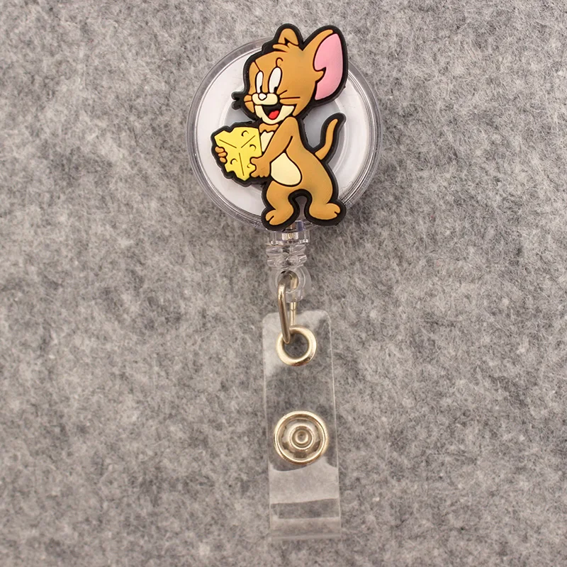 Cute Mouse Cartoon Cat Retractable Badge Reel For Nurse Doctor Card Holder Office Hospital Supplies Boy Girl Name Card