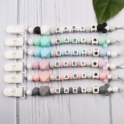 Baby Pacifier Clips DIY Personalized Name Cartoon Dummy Nipples Holder Clip Chain Infant Feeding Accessories Custom Teething Toy