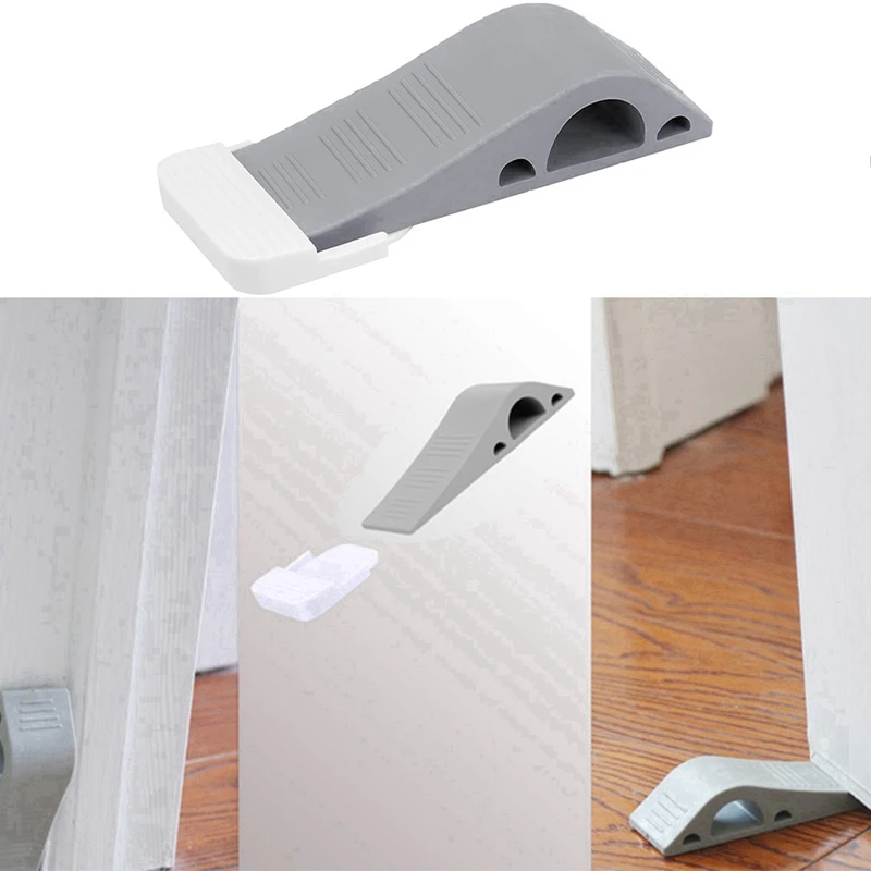 Door Stoppers -Pack Of 1 Rubber Door Wedge For Carpet, Hardwood, Concrete And Tile - Home Improvement Accessories - Gray