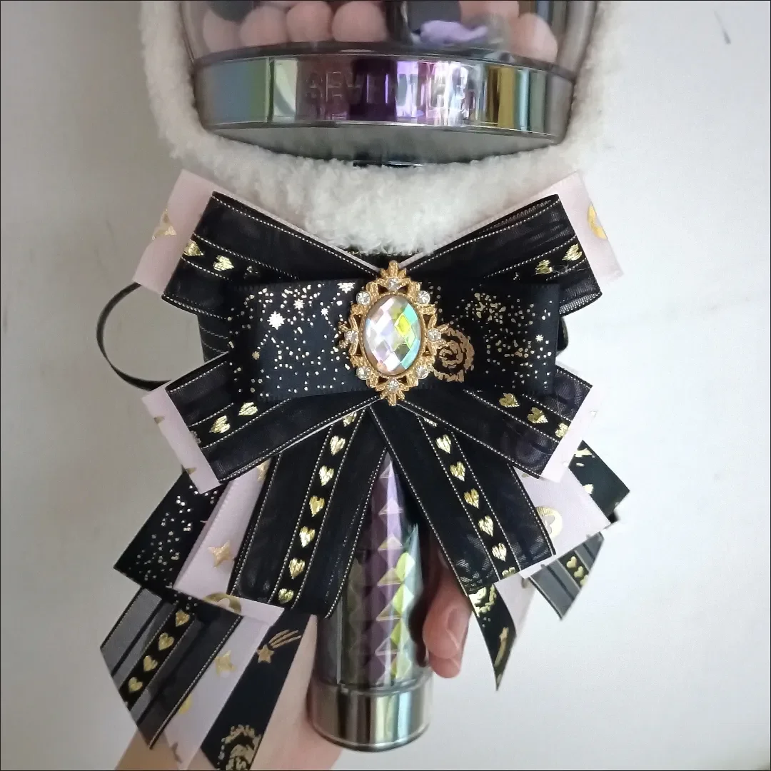 Handmade Light Stick Bows Crystal Stick Cheering Stick Bowknot Badge 19Colors Concert Accessories Lolita Clothing Collar Flowers