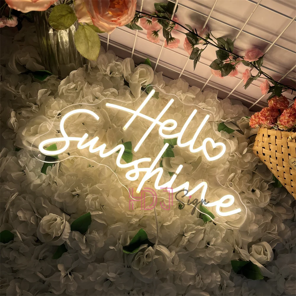 Hello Sunshine Neon Sign Home Bedroom Led Wall Art Decor Wedding Neon Lights USB Wedding Cafe Bar Party Decoeation LED Signs
