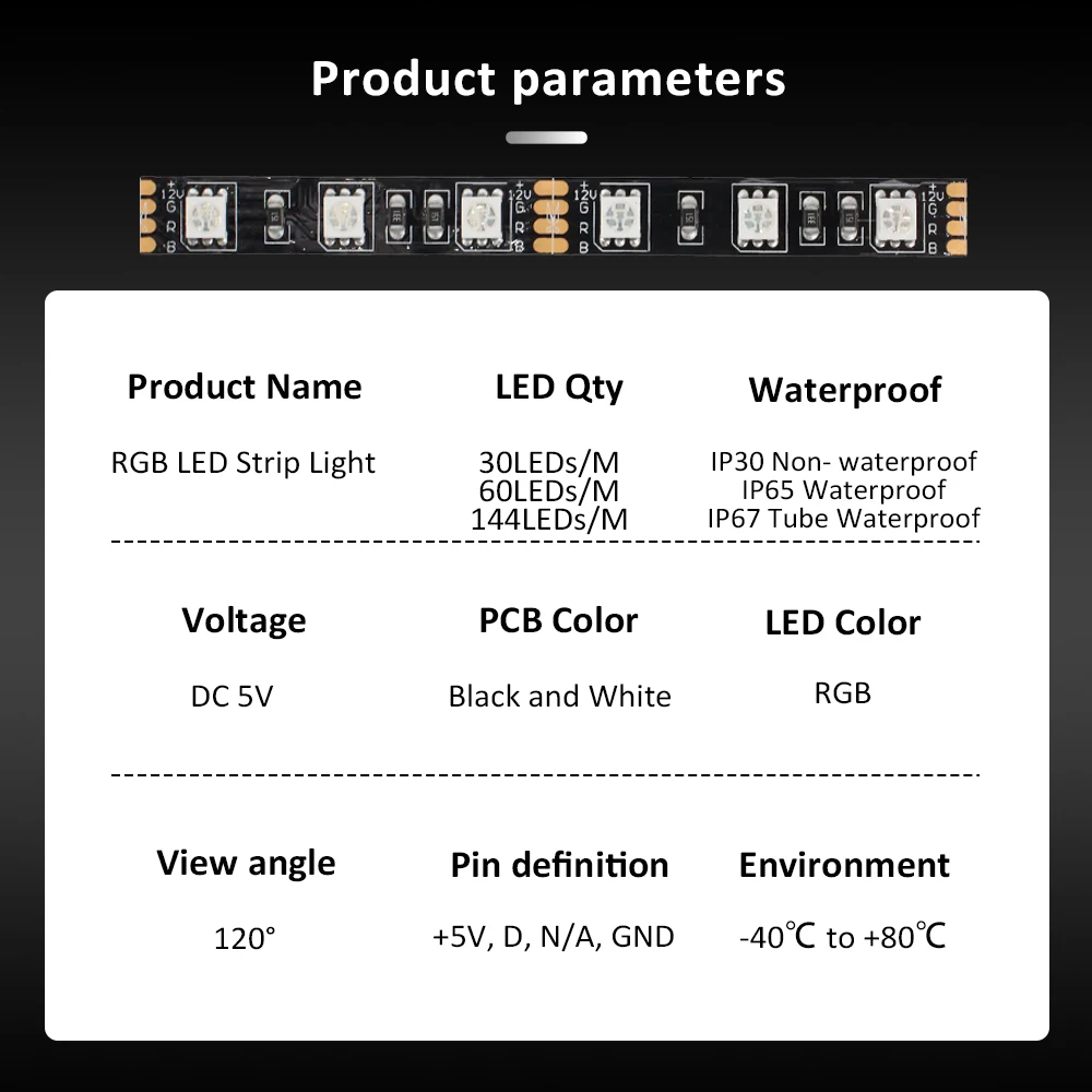 RGBIC-Bande Lumineuse LED Intelligente, 5V, WS2812B, RGB 5050, IP30, IP65, IP67, Étanche, Bluetooth, 30, 60, 144 Pixels, Adressable par USB