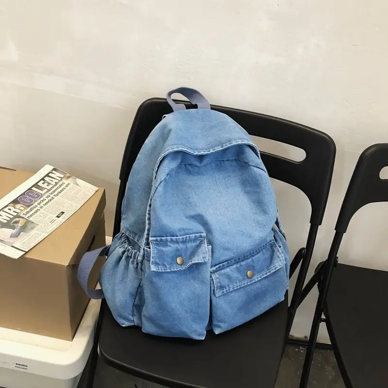 حقيبة الظهر الكورية Harajuku للجنسين سوفتباك زيبر عادية بسيطة عالية السعة على ظهره المرأة Bookbag موري فتاة