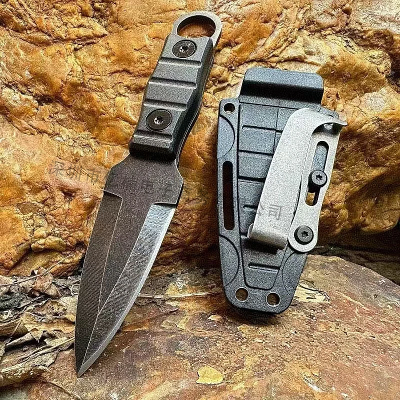 

2026 Outdoor Portable Small Straight Blade Stainless Steel Blade with Sheath and Back Clip Travel Camping Tool, EDC Pocket Knife