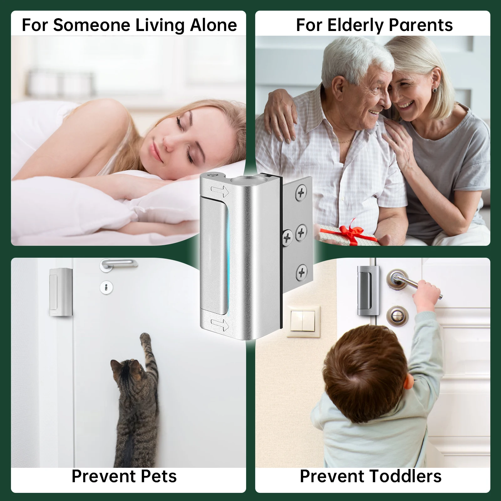 KERUI قفل باب أمان المنزل سبائك الألومنيوم مكافحة سرقة قفل الباب حريزعلى الأطفال تعزيز مزلاج السلامة 800Lbs تقوية الباب