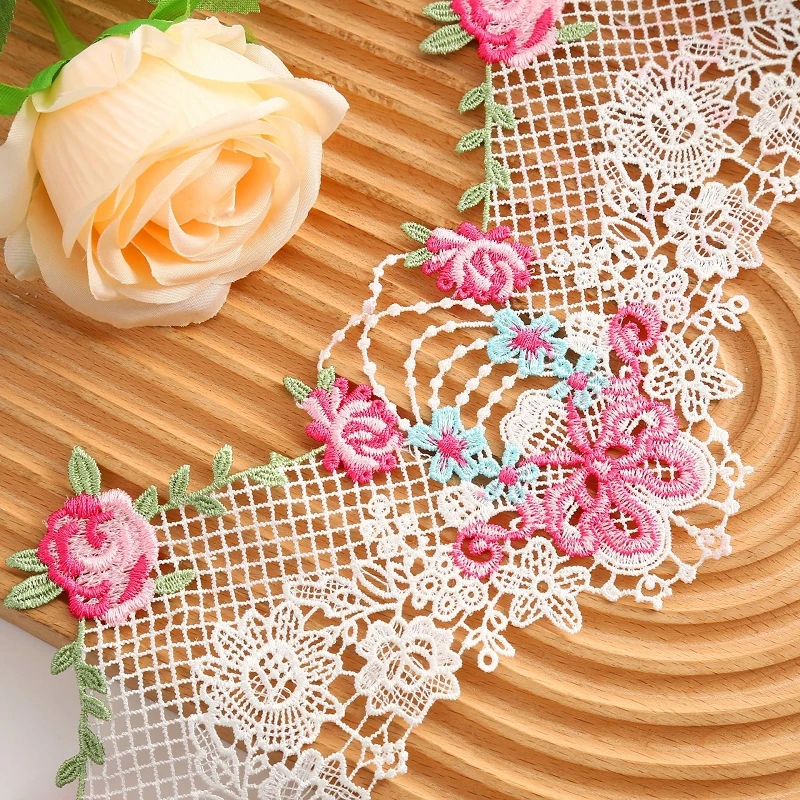 

15Y/lot Black White Lace Embroidery Barcode Flowers Children's Dress Decoration Lace Ribbon