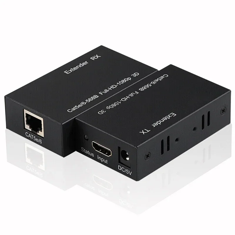 1080P 60m HDMI Network Extender Via Rj45 Cat5e Cat6 Ethernet Cable Video Transmitter and Receiver for Laptop PC To TV Monitor