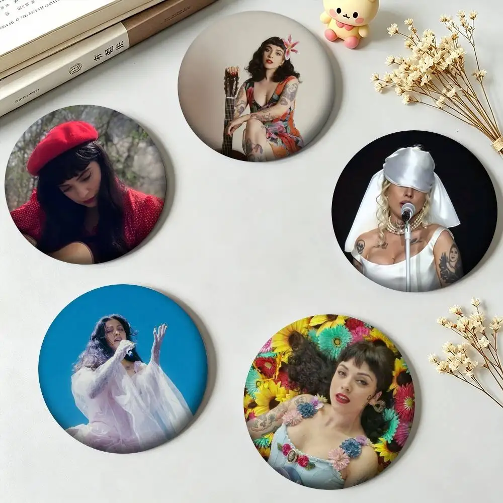 M-Mon Laferte Latin Pop Singer Retro Tattoo Style  25mm 32mm 44mm 58mm 75mm Brooches Badges Pins for Accessories Gift