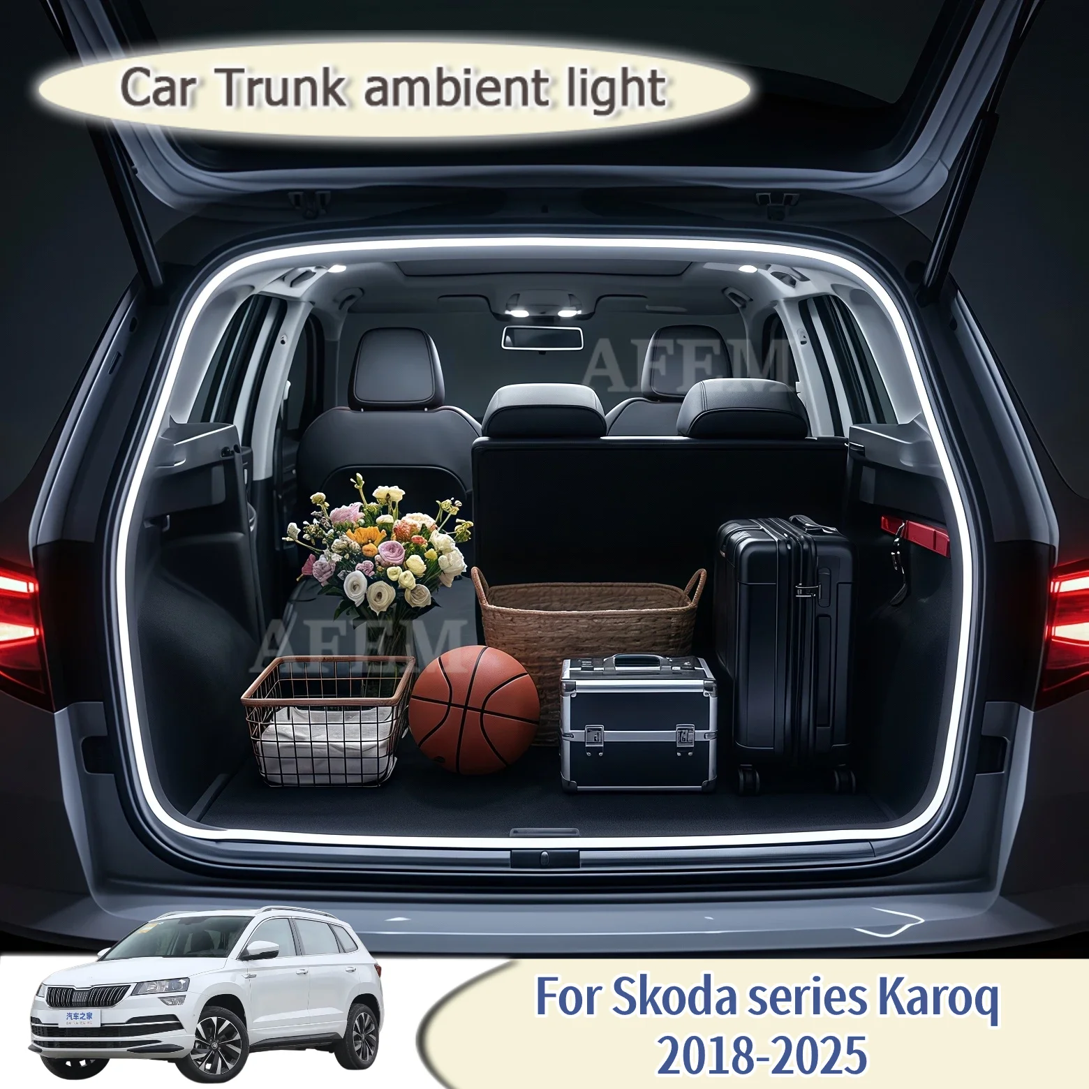 For 2018-2025 Skoda series Karoq Car Trunk light modification light Atmosphere Rear Trunk LED Car Accessories