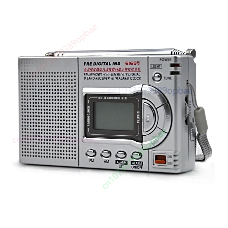 For Panda 6169 FM MW SW Radio Receiver 9-Band Frequency Receiving Light Alarm Clock Timing Stereo Digital Portable Radio