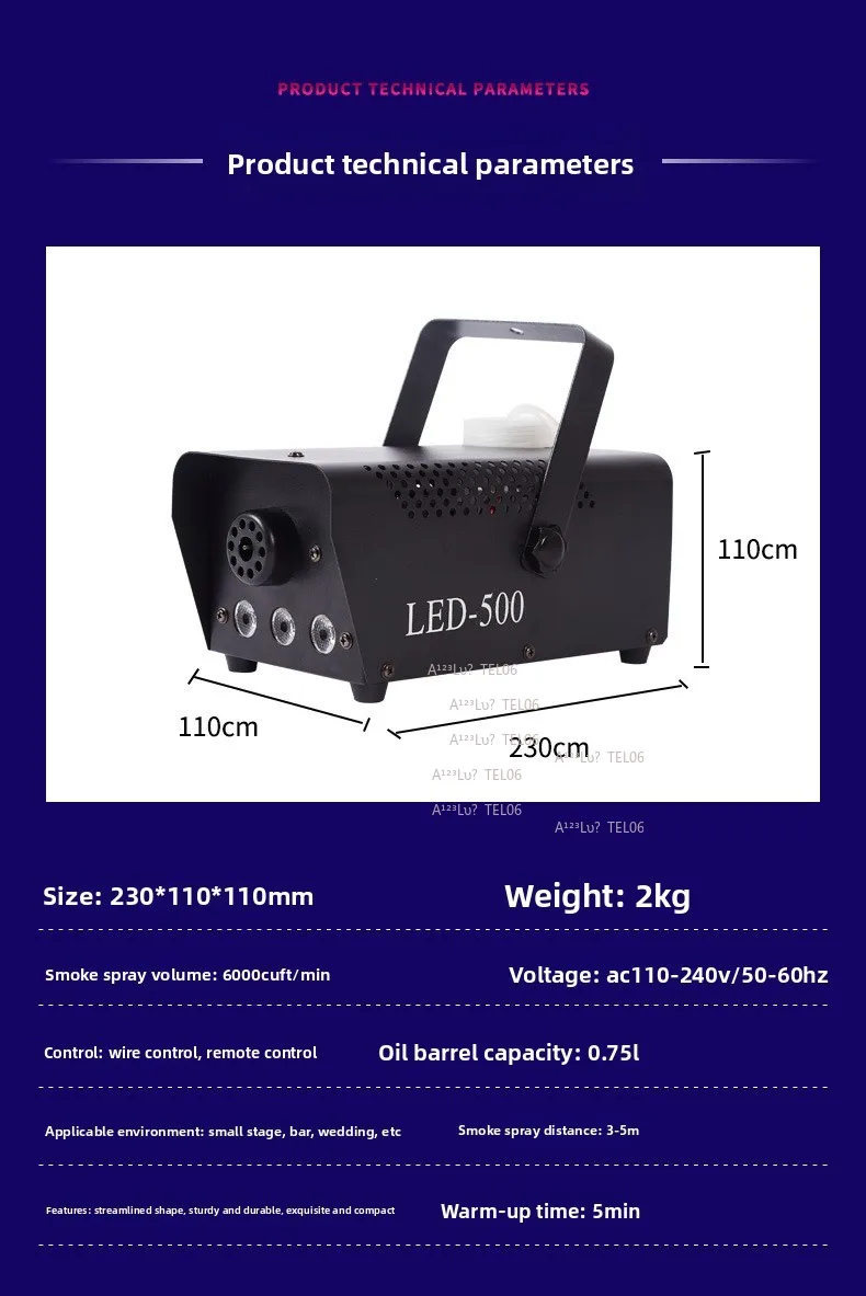 500W Stage Smoke Machine Effect Generator RGB Colorful Remote Control Small Fogger