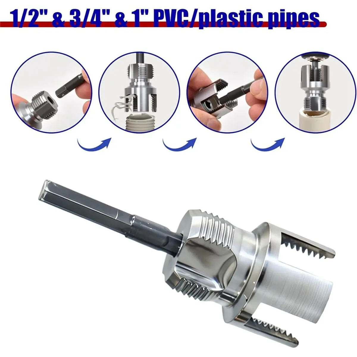 (A02R] 3 Pcs Internal & External Pipe Threading Tool, 1/2