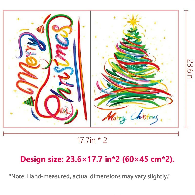 Christmas Scene Window Stickers Christmas Tree Static Clings - 2-Sided PVC Window Decals for Home & Store Decor