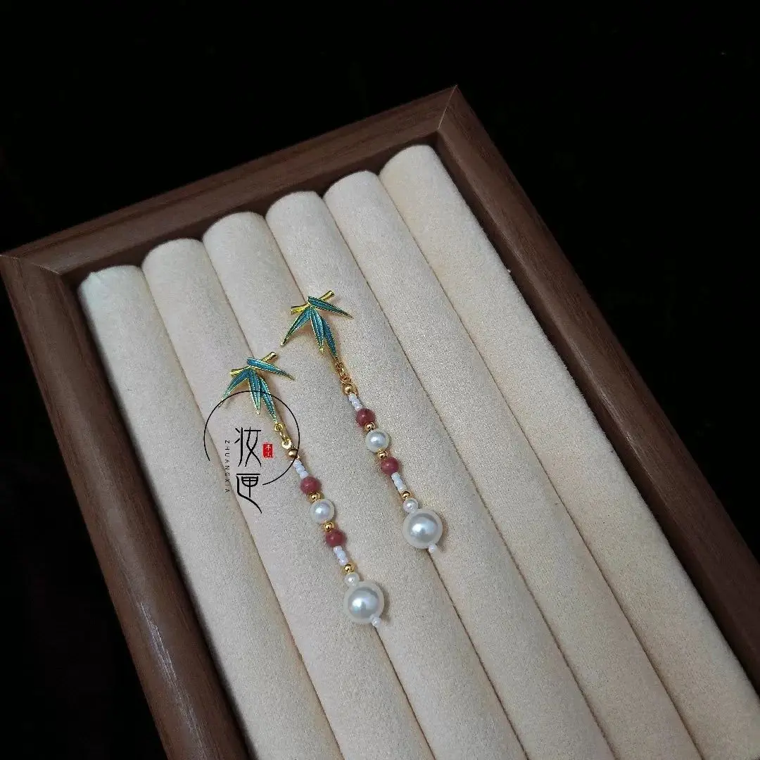 

Handmade Earrings, Chinese Traditional Earrings Earrings, Vintage Long Earrings Cheongsam Earrings Earrings Bamboo Pearl Accesso