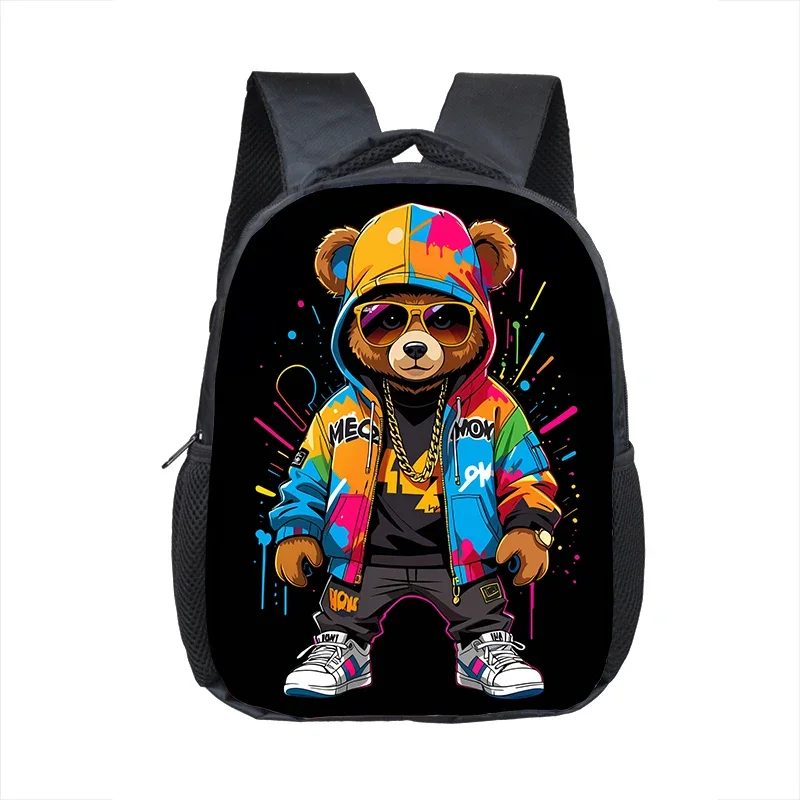 Cute Cartoon Bear Doll Print Backpack 2-4 Years Old Kids School Bags Baby Kindergarten Backpack Children Diaper Bags