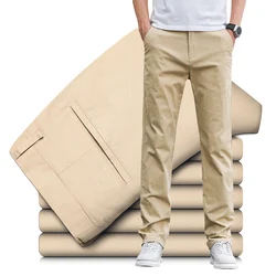 Spring and summer Men's stretch comfort Casual Pants Korean Fashion Trousers Business Straight loose ventilate branded pants
