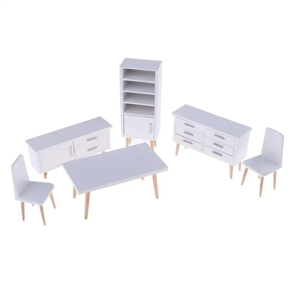 

Modern Style Dollhouse Living Room Mini Furniture Set 1 12 Scale Table Chair Cabinet for Play House