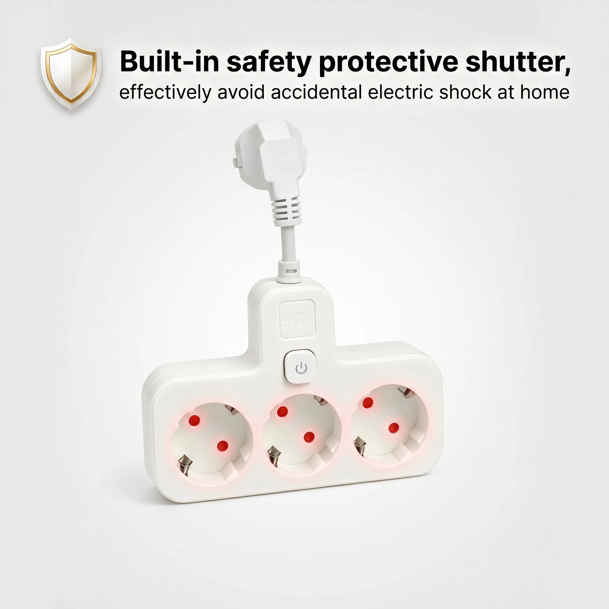 TATIBS EU Socket Splitter Schuko Power Extender Schuko Power Extender Flexible Cord Plug Adapter Home Safety Power Adapter