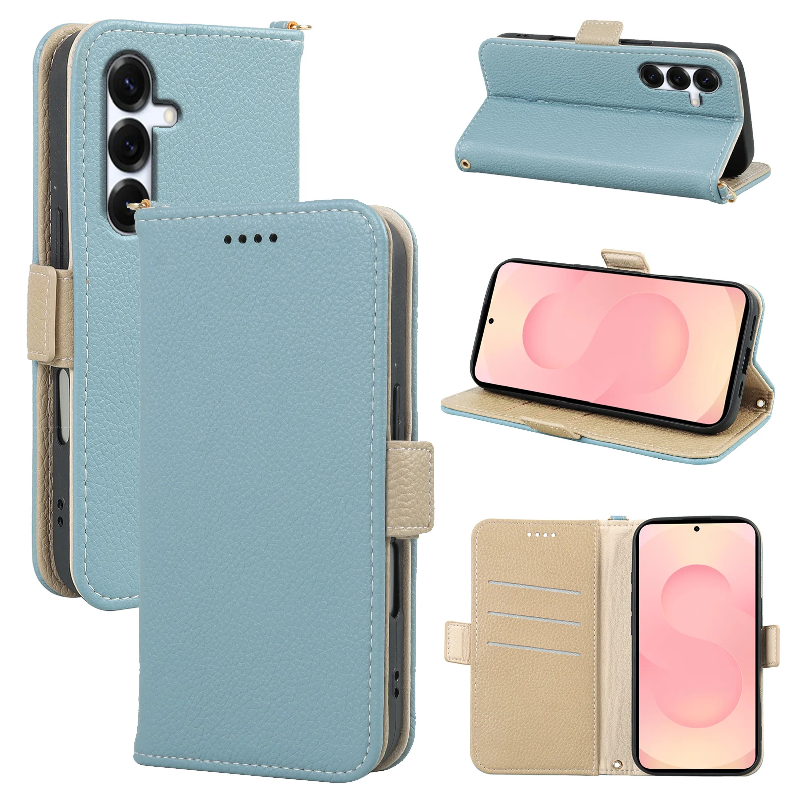 

Luxury card-style invisible bracket wallet phone case suitable For Samsung series S24 with magnetic adsorption protective case